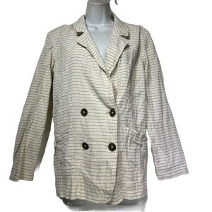 Anthropologie Cartonnier Women's Double Breasted Striped Blazer Jacket Size S